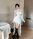 「 セクシーフリル装飾 エレガンステールカットロングドレス」 ナイトドレス レース キャバ 勝負服 セクシー コスプレ セクシー スリット 撮影会 グラビア 衣装 新入荷 パーティ|詳細画像