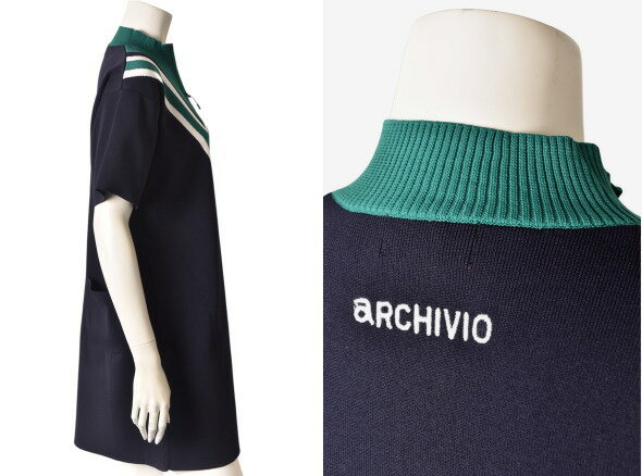 40％OFFセールアルチビオ archivio半袖ハーフジップニットワンピース レディース 2...