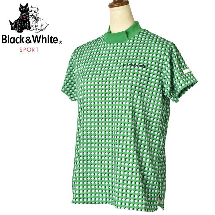 50％OFFセールブラック＆ホワイト ゴルフ Black＆White半袖ハイネックシャツ レディース 2024春夏新作 送料無料M-L トップス ブラック アンド ホワイト モックネック
