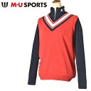 50%OFFセールMUスポーツ ゴルフ M・U SPORTSVネックニットベスト レディース 2023秋冬新作 送料無料M-L-LL トップス エムユースポーツ...
