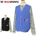 MUスポーツ ゴルフ M・U SPORTSボタン付きVネックニットベスト レディース 2025秋冬新作 送料無料M-L-LL トップス エムユースポーツ最強配送