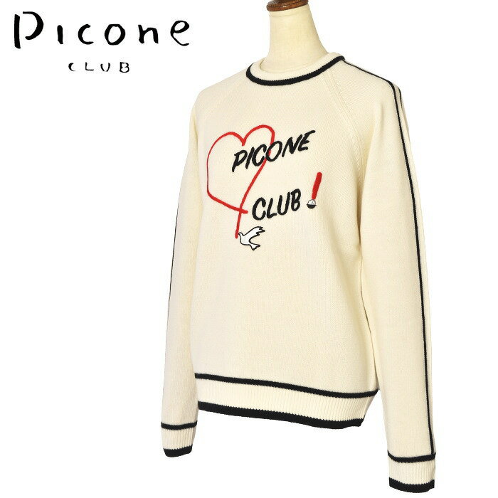 ●メーカー希望小売価格はメーカー商品タグに基づいて掲載しています ピッコーネクラブ 【PICONE CLUB】オリジナリティ溢れる“archivio”（アルチビオ）という ニックネームの司祭のキャラクターがトレードマークとして 使われているピッコーネは、上品で遊び心感じさせる イタリアン エレガンス カジュアルを展開しています。 ゴルフを意識したスポーツウェアとグッズは、 ピッコーネらしい楽しいデザインと機能性で人気を博しています。●当店でのお買い物メリットメリット1・すべての商品が正規品。安心してお買い物頂けます。ライセンスブランドは正規取扱いメーカーの正規品、輸入ブランドは正規輸入代理店のお品物をそろえております。メリット2・15時までのご注文は当日発送。お住まいの住所によっては最短で翌日にお届け出来ます。毎日営業しておりますので、お急ぎのお買い物にとても便利です。（1/1.2は除く）メリット3・ギフト包装全品無料。大切な日に最高のお品を。プレゼント ギフト gift 贈り物 贈答品 無料ラッピング 誕生日 バースデー クリスマス　敬老の日 記念品 記念日 定年退職記念品 コンペ景品 景品 賞品 粗品 内祝 内祝い お祝い返し お返し お礼 御礼 お中元 御中元 お歳暮　御歳暮 お年賀 御年賀 お正月 入学 卒業 旅行 成人式 就職祝い 昇進祝い 退職祝い 快気祝い 初老祝い 還暦祝い 古稀祝い 喜寿祝い 傘寿祝い　米寿祝い 卒寿祝い 白寿祝い 長寿祝い 金婚式 銀婚式 ダイヤモンド婚式 結婚記念日 土日祝営業 男性 女性 男女兼用 メンズ レディース ユニセックス父の日 母の日 バレンタインデー ホワイトデー 等のすべてのイベントにご用命ください。リラックスウェアからスポーツウェアまでイタリア感覚のライフスタイルを提案するピッコーネクラブ。ゴルフを意識したスポーツウェアとグッズは、ピッコーネらしい楽しいデザインと機能性で人気が急上昇。 ウール100％のふんわりとした柔らかな着心地のニットプルオーバー。 ライン取りやロゴモチーフがアクセント。 カジュアルなデザインなのでゴルフウェアとしてはもちろん、普段使いにもオススメです。 ● Detail ・実物の色と若干異なって見える場合があります。予めご了承ください。 ● Color Variation ・写真をクリックすると商品ページに移動します。 ● 商品詳細 ブランド ピッコーネクラブPICONE CLUB カラー オフホワイト 素材 本体 ウール100％ 刺繍糸 ウール100％ ● サイズスペック サイズ M(01) L(02) 身幅 48cm 50cm 着丈 57cm 58cm 裄丈 75cm 56cm ・実物を巻尺で採寸したものです。 ・採寸寸法について詳しくは コチラ をご確認くださいませ。 ・店頭でも販売させていただいております。売り違いの際はご容赦願います。