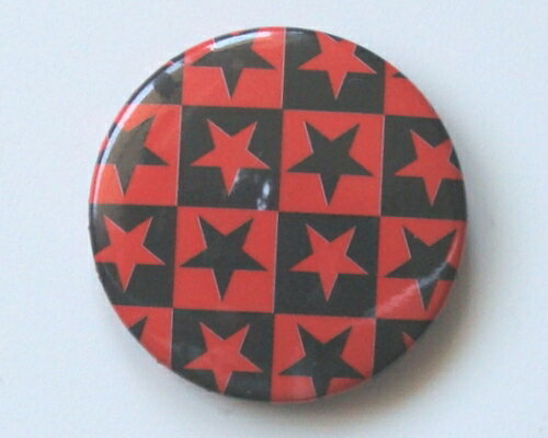◆Mini Checker Star (RED/BK)◆蛍光ミニ・チェックスター柄☆缶バッジ◆London Stマーケットから直輸入♪