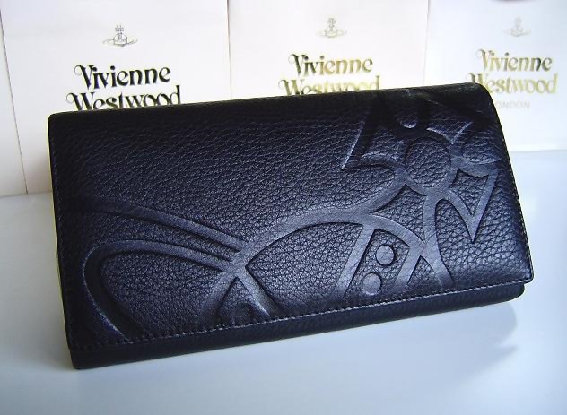 ◆Vivienne Westwood◆ヴィヴィアンウエストウッド★Abstract Orb Wallet 10324BIG ORB 型押し たっぷり長財布 小銭入付き BK