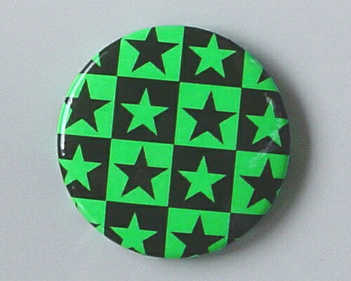 ◆Mini Checker Star GR◆蛍光ミニ・チェックスター柄☆缶バッジ◆London Stマーケットから直輸入♪