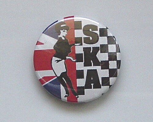 ◆SKA Check UJ◆SKA・チェック柄☆ロゴ 缶バッジ◆London ストリート マーケットから直輸入♪