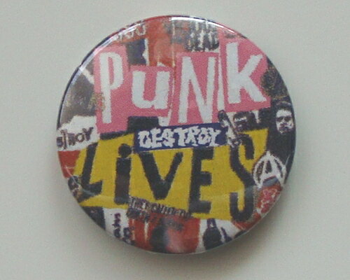◆Punk Lives◆パンク ライブ☆ロゴ 缶バッジ◆London ストリート マーケットから直輸入♪