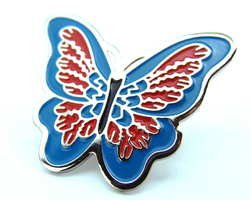 楽天プラッツティーズ楽天市場店◆Butterfly Blue/Red◆バタフライ　ブルー＆レッド☆ピンバッジ◆London ストリート マーケットから直輸入♪