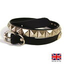 イギリス製 1-Row Large Pyramid Stud Belt 1連ラージ ピラミッド スタッズ 鋲 ベルト (SV/BK) Made in UK【あす楽対応】【YDKG-k】【W3】【送料無料】【smtb-k】