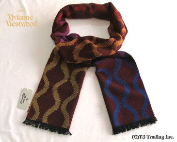 Vivienne Westwood ヴィヴィアン ウエストウッド★Squiggle Large Scarf スクイグル柄 ロング マフラー (Br/Pur/BL) Made in Italy【あす楽対応】【smtb-k】【送料無料】