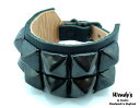 ★WENDY 039 S★ウェンディーズ★正規 イギリス製2-Row Large Pyramid Buckled Wrist Band2連ラージ ピラミッド バックル リストバンド(BK/BK)【YDKG-k】【W3】