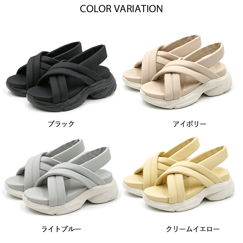 【33％OFFセール】 サンダル パデットサンダル 厚底 レディース スニーカーサンダル スポーツ サンダル 歩きやすい 痛くない パテッド 送料無料 ※沖縄除く ストラップ ウエッジソール ボリューム 5.5cmヒール 疲れない 黒 ブラック S〜LL パデッド ラルーナ play-back-10001808 レディース靴 Laluna ラルーナ サンプル画像2