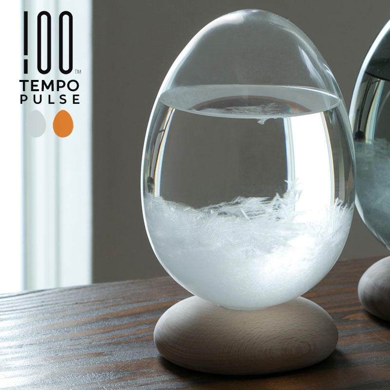 晴雨予報グラス Tempo Pulse テンポ パルス 100% ヒャクパーセント ストームグラス 105×170mm ガラス/ブナ材 クリア ロマンティックアンバー