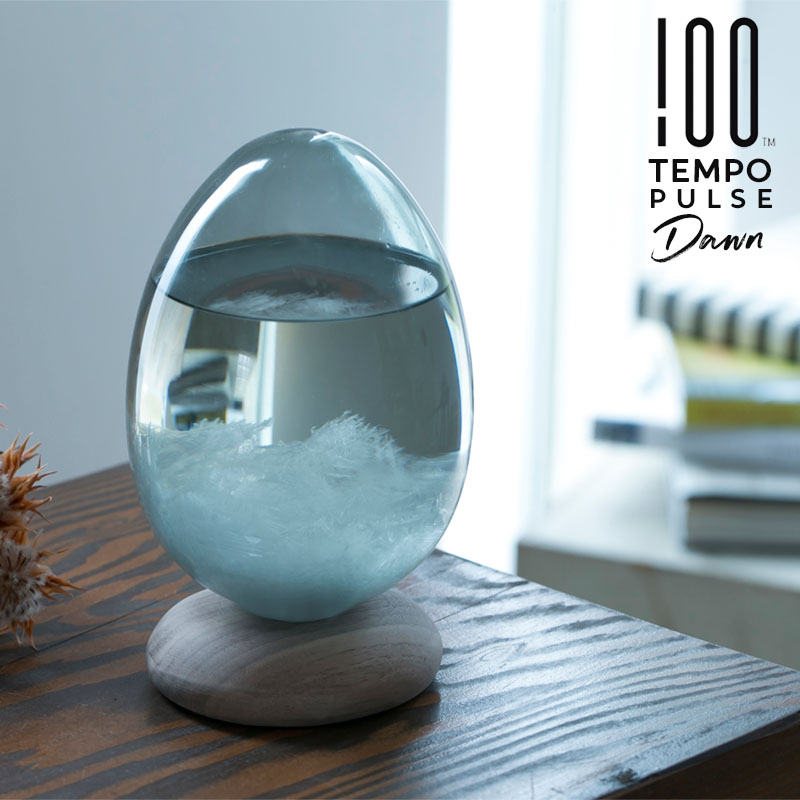 晴雨予報グラス Tempo Pulse Dawn テンポ パルス ドーン 100% ヒャクパーセント ストームグラス 105×170mm ガラス/ブナ材 グレー