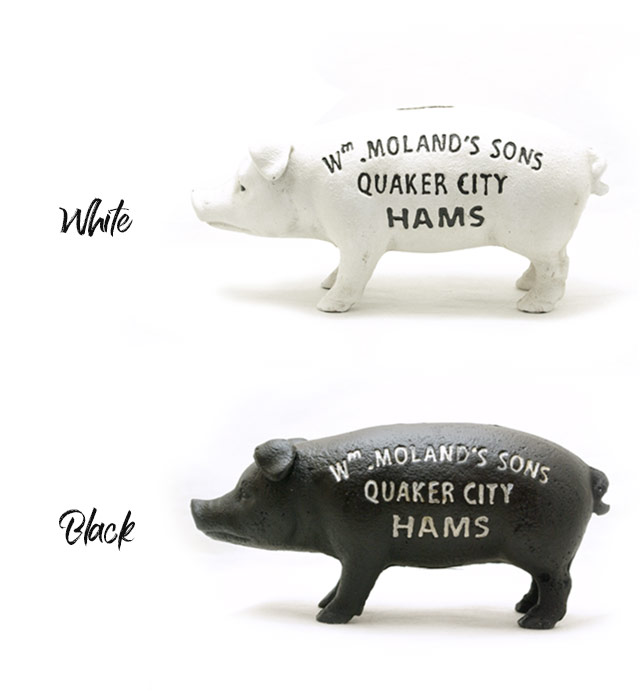 ハムズ スタンディング ピッグバンク HAMS STANDING PIG BANK ホワイト/ブラック 鉄製 ブタ 貯金箱 豚