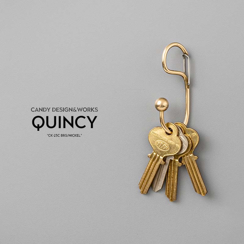 Quincy クインシー CANDY DESIGN WORKS キャンディデザイン＆ワークス ブラス/ニッケル 真鍮製 キーリング キーホルダー カラビナ CK-23C