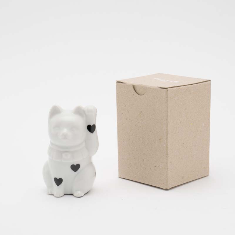 Floyd Fortune Cat Heart フロイド フォーチュンキャット ハート 招き猫 ブラック/レッド 磁器 縁起物 魔除け 福 良縁 [3]