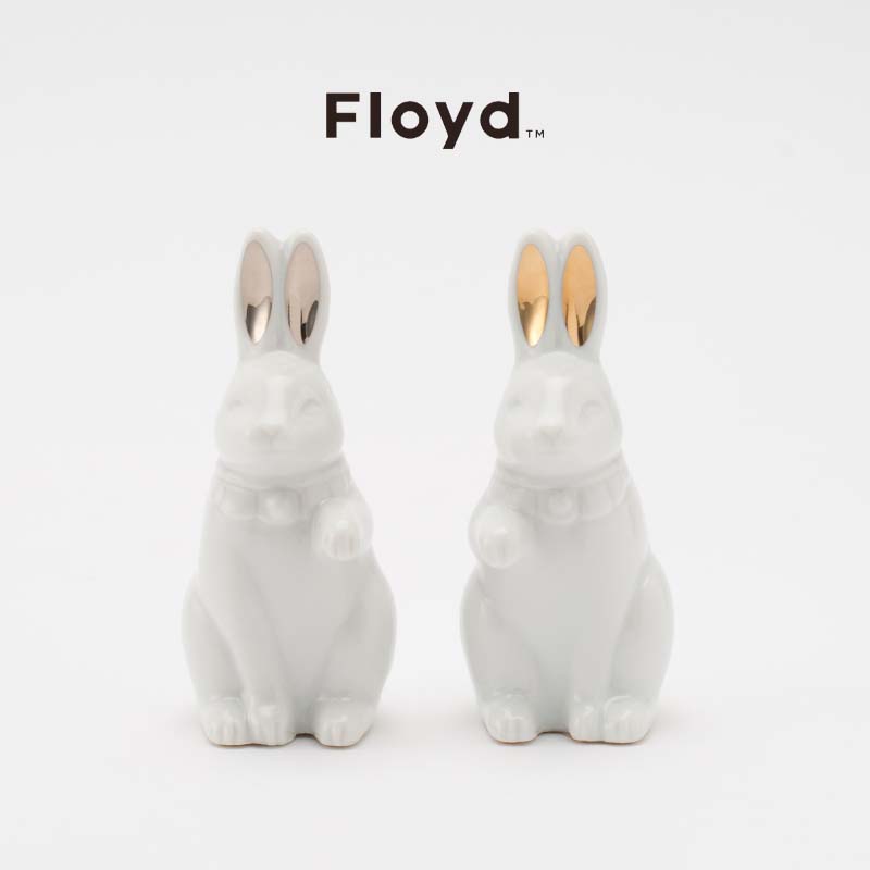 Floyd Fortune Rabbit フロイド フォーチュン ラビット 招き兎 うさぎ ホワイト 磁器 2匹セット