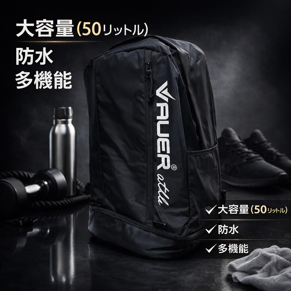 乐天商城 - バックパック 50L VAUER athle ブラック ボール シューズ ノートPC 収納ポケット付き 多機能 アウトドア 旅行 大容量