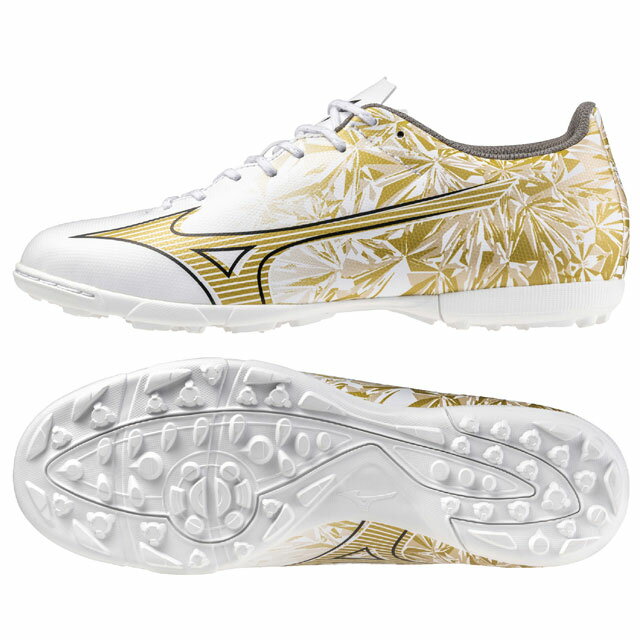 ミズノアルファ SELECT AS ホワイト ゴールド　P1GE246550 ミズノ トレーニングシューズ ターフ サッカー マルチ Jrサイズ