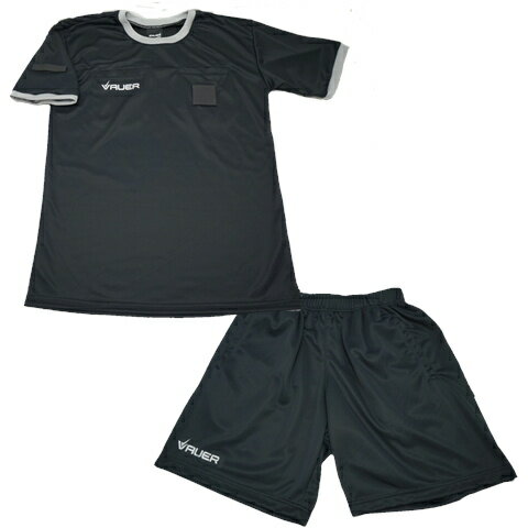 半袖 レフェリーウェア上下セット VAUER ブラック マジックテープ付き ポケット有り ヴァウアー 審判服 サッカー フットサル