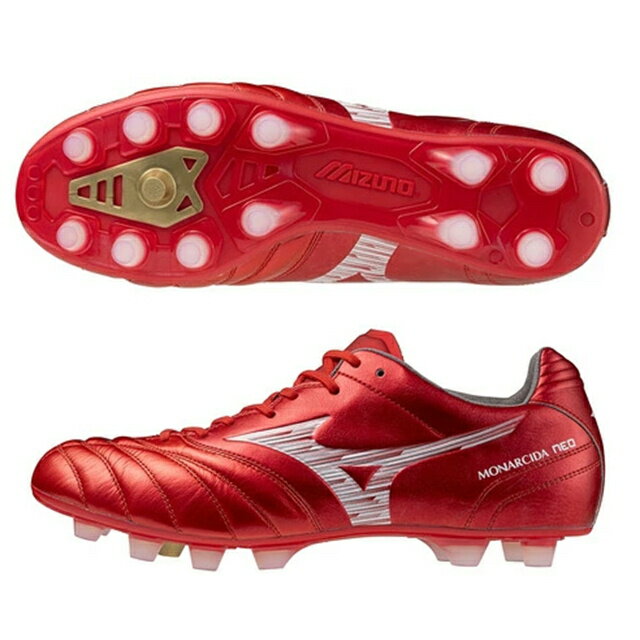 樂天商城 - モナルシーダネオ 3 ワイド ELITE ホワイト×レッド P1GA252160 ミズノ スパイク mizuno サッカーシューズ サッカー 幅広