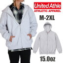 スウェット 無地 パーカー United Athle ユナイテッドアスレ メンズ レディース 15.0oz 5797-01 ジップパーカー 裏起毛 綿 コットン 秋 冬 大きいサイズ グレー アッシュ M L XL 大XXL きめ ビッグシルエット ビッグパーカー