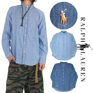 【ボーイズサイズ】ラルフローレン RALPH LAUREN 長袖シャツ メンズ レディース 刺繍ワンポイントデニムシャツ 小さいサイズ シャンブレーシャツ ストリート ネイビー ブルー 父の日 プレゼント