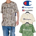 チャンピオン Tシャツ CHAMPION 半袖Tシャツ 袖ロゴ 迷彩柄 メンズ レディース メンズ USAモデル 大きいサイズ ゆったり カモフラ ホワイトおし...