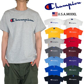 【ネコポス】チャンピオン Tシャツ スクリプト CHAMPION 半袖Tシャツ 袖ロゴ ビッグロゴ Tシャツ レディース メンズ USAモデル 大きいサイズ チャンピオン ホワイト 白 ブラック ダンス 衣装 チーム S M L XL LL 2XL 父の日プレゼント