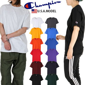 チャンピオン Tシャツ CHAMPION 半袖Tシャツ 袖ロゴ 無地Tシャツ レディース メンズ USAモデル 大きいサイズ ゆったり ワンポイント ホワイトおしゃれ 白 黒ブラック ダンス 衣装 チーム S M L XL LL 2XL XXL 赤 グレー ネイビー ブルー 青 グリーン オーバーサイズ t425