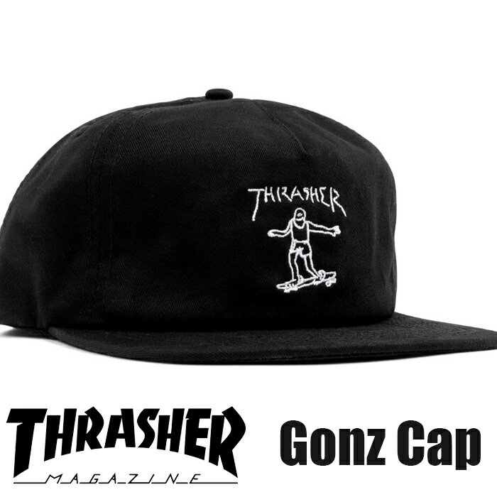スラッシャー キャップ THRASHER ローキャップ メンズ レディース 帽子 6パネル 無地 カジュアル スポーツ コットン ダンス 衣装 かっこいい おしゃれ アメカジ ストリート スケートボード ブラック 黒 Gonz ゴンズ 父の日プレゼント