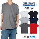 Vネック Tシャツ メンズ レディース 無地 ギルダン GILDAN 半袖Tシャツ 大きいサイズ 4.5oz ソフトスタイル カラーTシャツ ホワイト 白 ブラ...