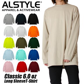 無地 ロンt メンズ 長袖tシャツ ALSTYLE アルスタイル ロンT 無地 Tシャツ ロングスリーブTシャツ 6.0オンス 大きいサイズ 大きめ ゆったり ビッグシルエット ビッグT ブランド ロンティー 綿100% チームTシャツ ペア ユニセックス 厚手 男女兼用 スポーツ カジュアル