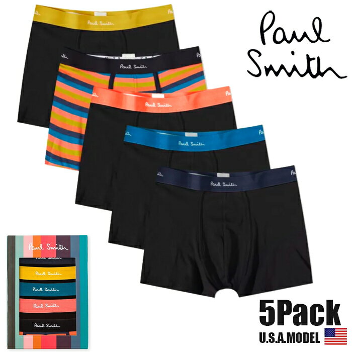 楽天PLAYERZ【5枚組】ポールスミス ボクサーブリーフ メンズ ボクサーパンツ S M L XL Paul Smith 下着 肌着 インナー 正規 アメカジ ストリート系 ブランド ファッション S M L XL カッコイイ オシャレ 黒 ボーダープチ 父の日プレゼント