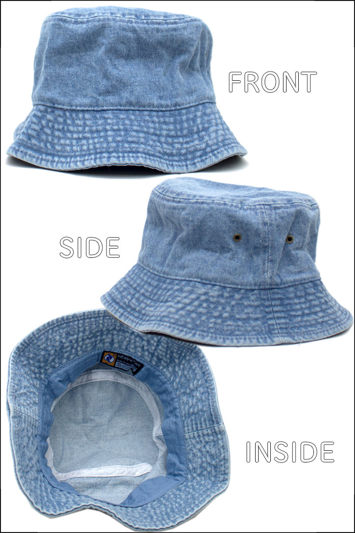 NEWHATTAN ニューハッタン デニムバケットハット ライトブルー 無地 DENIM BUCKET ...