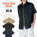 ワークシャツ UNITED ATHLE ワークシャツ ユナイテッドアスレ 半袖シャツ メンズ レディース 無地 ポケット 大きいサイズ ツイル ブラック 黒 ネ...