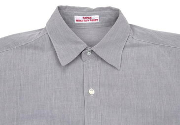 パパスPapas シャンブレーンコットン長袖シャツ 薄グレーM【中古】