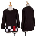 【SALE】トリコ コムデギャルソンtricot COMME des GARCONS チェッカーフラッグ切替七分袖カットソー 黒M位【中古】