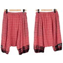コムコム コムデギャルソンCOMME des GARCONS ウールグレンチェックサルエルパンツ 赤S【中古】
