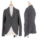 コムコム コムデギャルソンCOMME des GARCON ウールストライプ縮絨ジャケット 濃紺白S【中古】