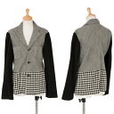 トリコ コムデギャルソンtricot COMME des GARCONS 千鳥格子グレンチェック袖切替ウールジャケット 黒生成りM位【中古】