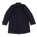 コムデギャルソンオムCOMME des GARCONS HOMME 裏キルティング製品洗い加工チェックステンカラーコート 紺M【中古】