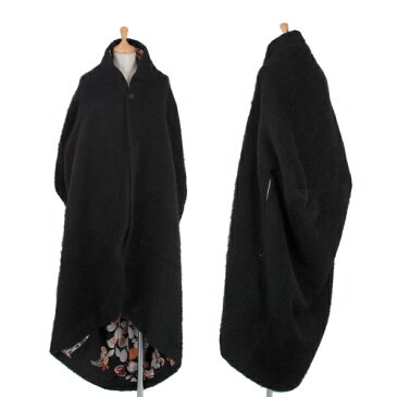 ヨウジヤマモト ファムYohji Yamamoto FEMME 裏着物起毛ウールポンチョコート 黒マルチS【中古】