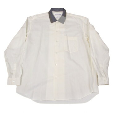 コムデギャルソンシャツCOMME des GARCONS SHIRT カラーネックデザインシャツ クリームグレー青M【中古】