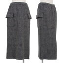 ローブドシャンブル コムデギャルソンrobe de chambre COMME des GARCONS 格子織りフラップポケットスカート 黒グレーM【中古】