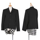 ローブデシャンブレ コムデギャルソンrobe de chambre COMME des GACONS チェック裏地ウールギャバジャケット 黒ベージュM位【中古】