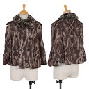 コムデギャルソンCOMME des GARCONS 総柄プリント製品洗いファーボレロ 茶ベージュS【中古】