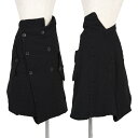 ジュンヤワタナベ コムデギャルソンJUNYA WATANABE COMME des GARCONS 縮絨ウール二重ミリタリーポケットデザインスカート 黒S【中古】