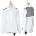 コムコム コムデギャルソンCOMME des GARCONS ウールヨーク切り替え長袖シャツ 白グレーXS【中古】